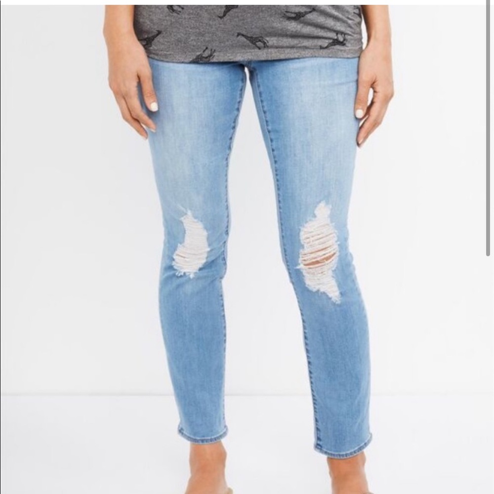 Straight Leg Distressed Maternity Jean